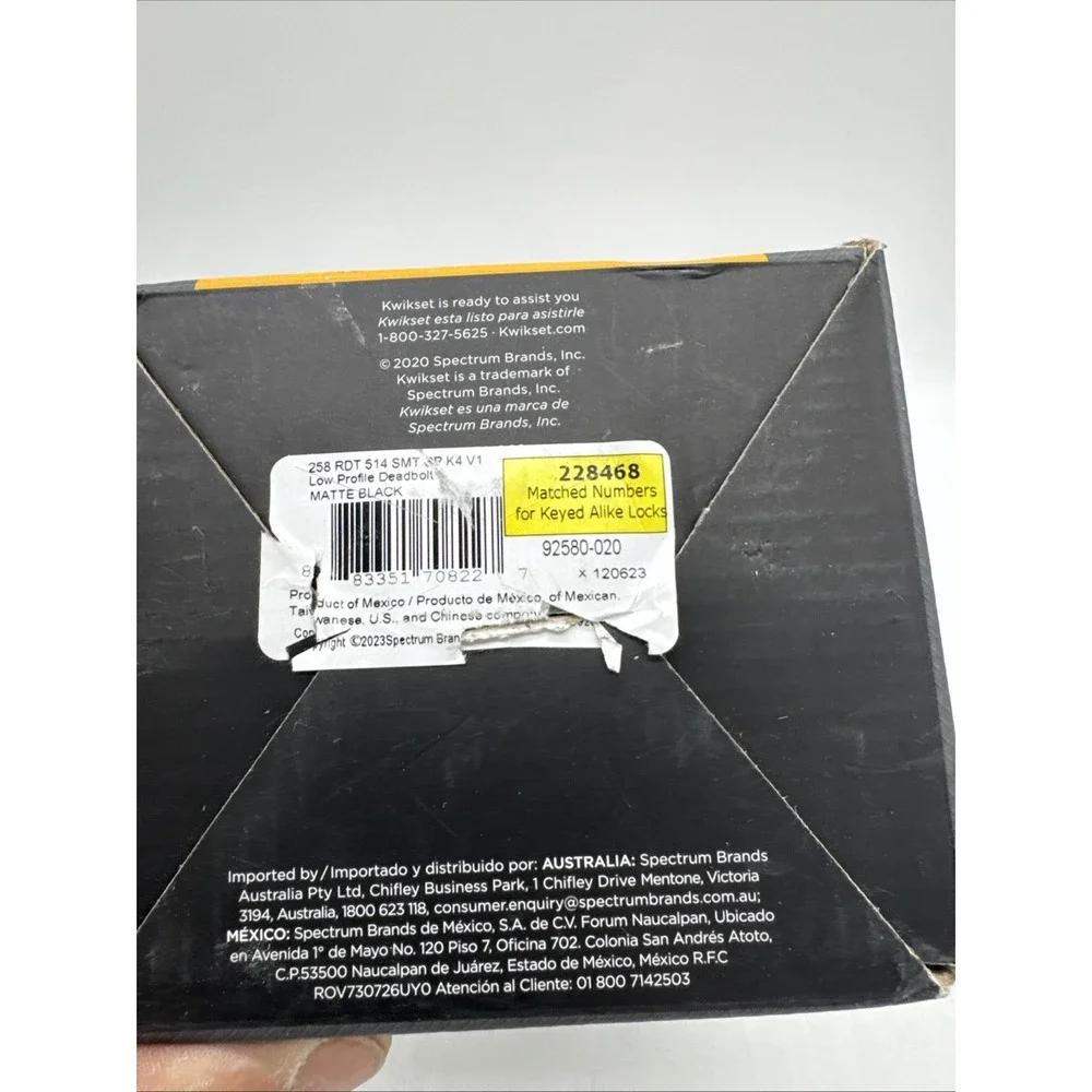 Kwikset  matte  Black Round Single Cylinder Deadbolt 92580-020‎ low profile